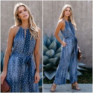 VICI Belinda Pocketed Polka Dot Jumpsuit
